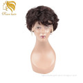 Super Hot Natual Brown Peruvian Hair Full Lace Wig, Wholesale Short Curly 8 Inch Virgin Human Hair Hand Tied Wigs